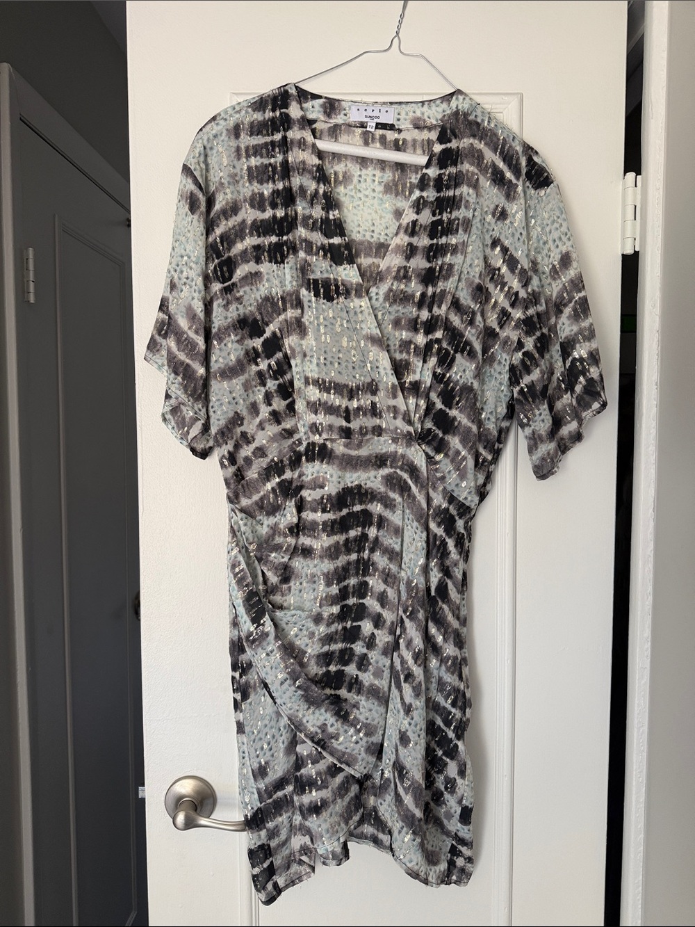 SUNCOO Metallic Gold, Blue & Black dress